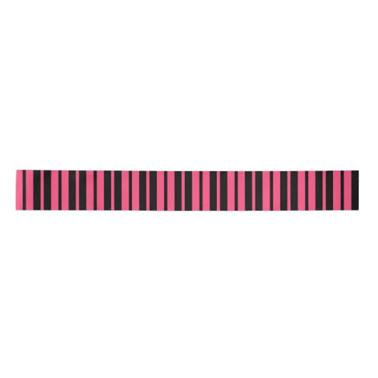 Roze Zwart Verticaal Stripes Patroon Ontwerp Satijnen Lint (Voorkant)