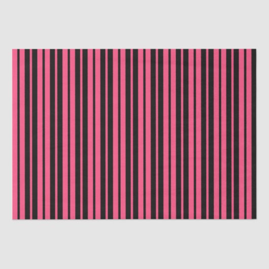 Roze Zwart Verticaal Stripes Patroon Ontwerp Tissuepapier (Voorkant)