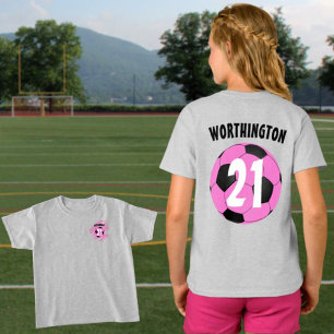 Roze zwart Voetbal - Aangepast voorontwerp T-shirt