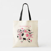roze zwart voetbal blowout meisjes naam tote bag (Achterkant)