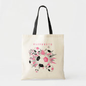 roze zwart voetbal blowout meisjes naam tote bag (Voorkant)