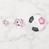 Roze zwart voetbal blowout verjaardagsfeestje confetti (Voorkanten)