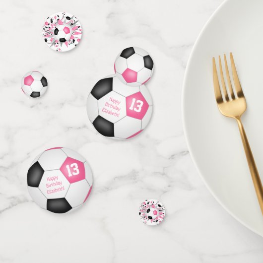 Roze zwart voetbal blowout verjaardagsfeestje confetti (Groep)