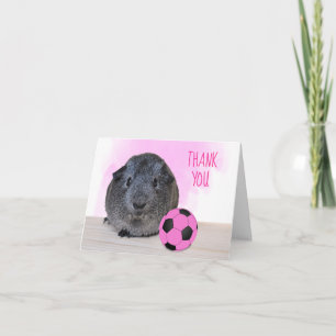 Roze zwart Voetbal cavia horizontaal Bedankkaart