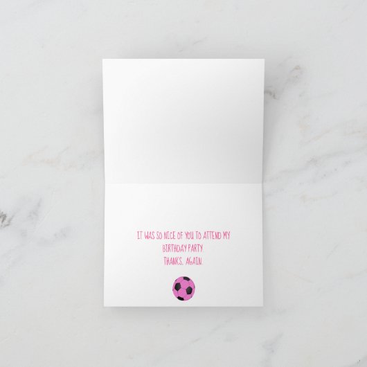Roze zwart Voetbal cavia horizontaal Bedankkaart (Binnen)
