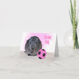 Roze zwart Voetbal cavia horizontaal Bedankkaart