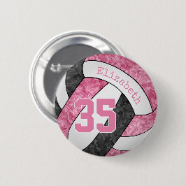 roze zwart volleybal club team kleuren ronde button 5,7 cm
