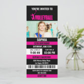 Roze Zwart Volleybal Ticket Verjaardagsfoto Kaart (Staand voorkant)