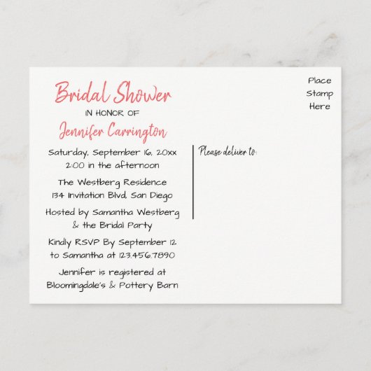 Roze & Zwart Vrijgezellenfeest Cup van Tea Party Uitnodiging Briefkaart (Achterkant)