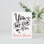 Roze & Zwart Vrijgezellenfeest Cup van Tea Party Uitnodiging Briefkaart (Staand voorkant)