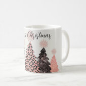  Roze Zwart Vrolijke Kerstbomen Vakantie Koffiemok (Voorkant rechts)