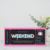 Roze Zwart Weekend Getaway Cadeaubon Ticket (Staand voorkant)