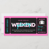 Roze Zwart Weekend Getaway Cadeaubon Ticket (Voorkant)