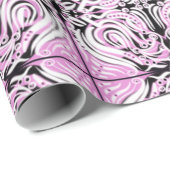Roze zwart wit Abstract herhaal patroon Cadeaupapier (Rol Hoek)