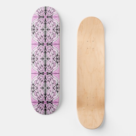 Roze zwart wit Abstract herhaal patroon Persoonlijk Skateboard (Voorkant)