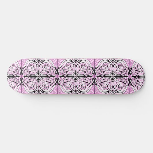 Roze zwart wit Abstract herhaal patroon Persoonlijk Skateboard (Horizontaal)
