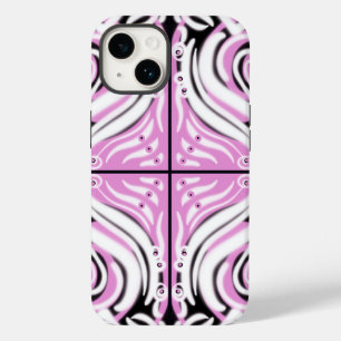 Roze zwart wit Abstract patroon Case-Mate iPhone 14 Hoesje
