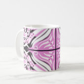 Roze zwart wit Abstract patroon Koffiemok (Voorkant links)