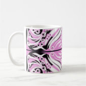 Roze zwart wit Abstract patroon Koffiemok (Links)