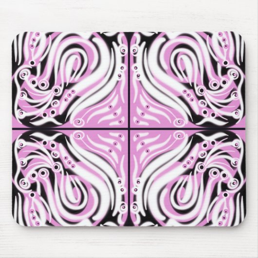 Roze zwart wit Abstract patroon Muismat (Voorkant)