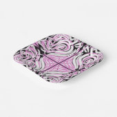 Roze zwart wit Abstract patroon Papieren Bordje (Gebogen)