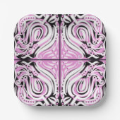 Roze zwart wit Abstract patroon Papieren Bordje (Voorkant)