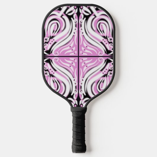 Roze zwart wit Abstract patroon Pickleball Paddle (Voorkant)