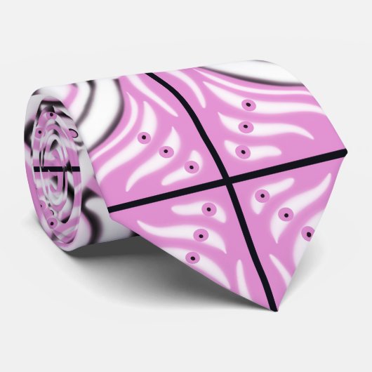 Roze zwart wit Abstract patroon Stropdas (Opgerold)