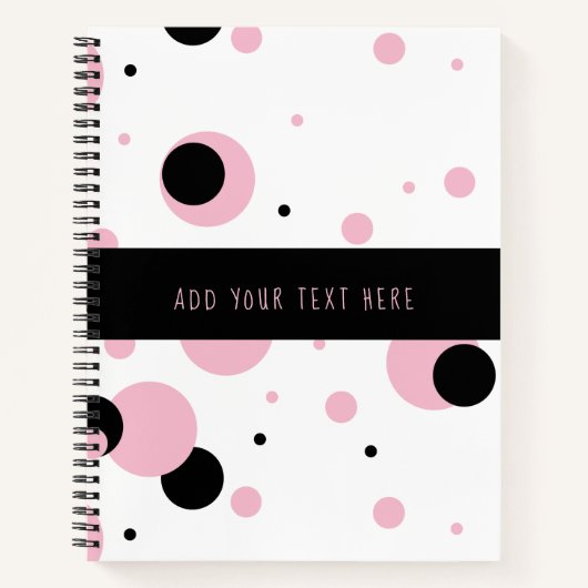 Roze Zwart Wit Abstract Polka Dot Pattern Notitieboek (Voorkant)