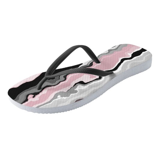 roze zwart-wit abstract teenslippers (Schuin)
