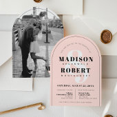 Roze Zwart & Wit Ampersand Photo Arch Wedding Kaart