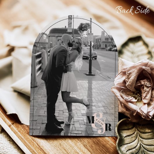 Roze Zwart & Wit Ampersand Photo Arch Wedding Kaart