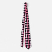 Roze Zwart Wit Argyle Diamant Ontwerp Stropdas (Achterkant)