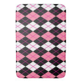 Roze Zwart Wit Argyle Diamond Design Badmat (Voorkant Verticaal)