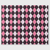 Roze Zwart Wit Argyle Diamond Design Cadeaupapier (Vlak)