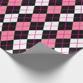 Roze Zwart Wit Argyle Diamond Design Cadeaupapier (Hoek)