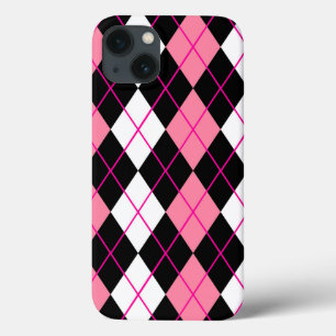 Roze Zwart Wit Argyle Diamond Design Case-Mate iPhone Case