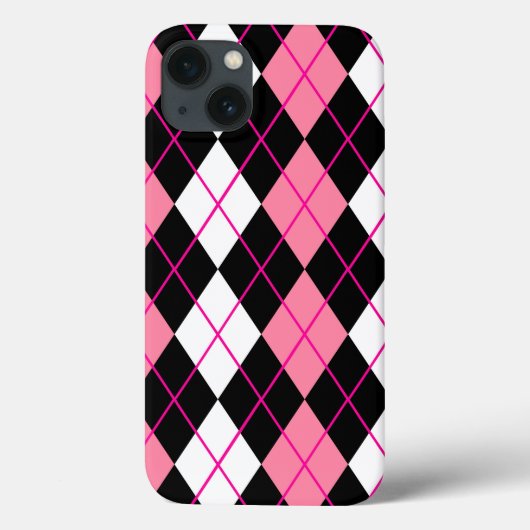 Roze Zwart Wit Argyle Diamond Design Case-Mate iPhone Case (Achterkant)