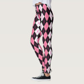 Roze Zwart Wit Argyle Diamond Design Leggings (Links)