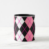 Roze Zwart Wit Argyle Diamond Design Mok (Midden)