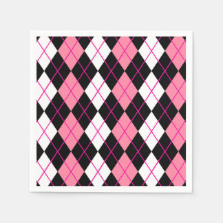 Roze Zwart Wit Argyle Diamond Design Servet