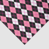 Roze Zwart Wit Argyle Diamond Design Tissuepapier (Detail)