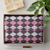 Roze Zwart Wit Argyle Diamond Design Tissuepapier (Geschenk)