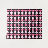 Roze Zwart Wit Argyle Diamond Design Wandkleed (Voorkant (horizontaal))