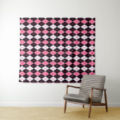 Roze Zwart Wit Argyle Diamond Design Wandkleed (In Situ (horizontaal))