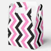Roze zwart-wit chevron bruiloft bedankdoosjes (Geopend)