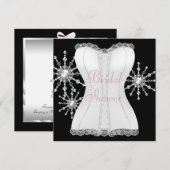 Roze Zwart Wit Corset Snowflakes Vrijgezellenfeest Kaart (Voorkant / Achterkant)