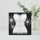 Roze Zwart Wit Corset Snowflakes Vrijgezellenfeest Kaart (Staand voorkant)