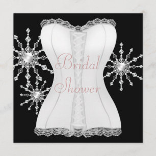 Roze Zwart Wit Corset Snowflakes Vrijgezellenfeest Kaart