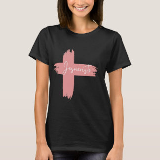 Roze zwart wit Cross Jesucristo T-shirt